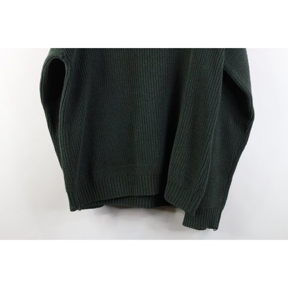 Vtg 90s Streetwear Mens Large Faded Cotton Ribbed Knit Henley Sweater Green USA - Picture 16 of 16